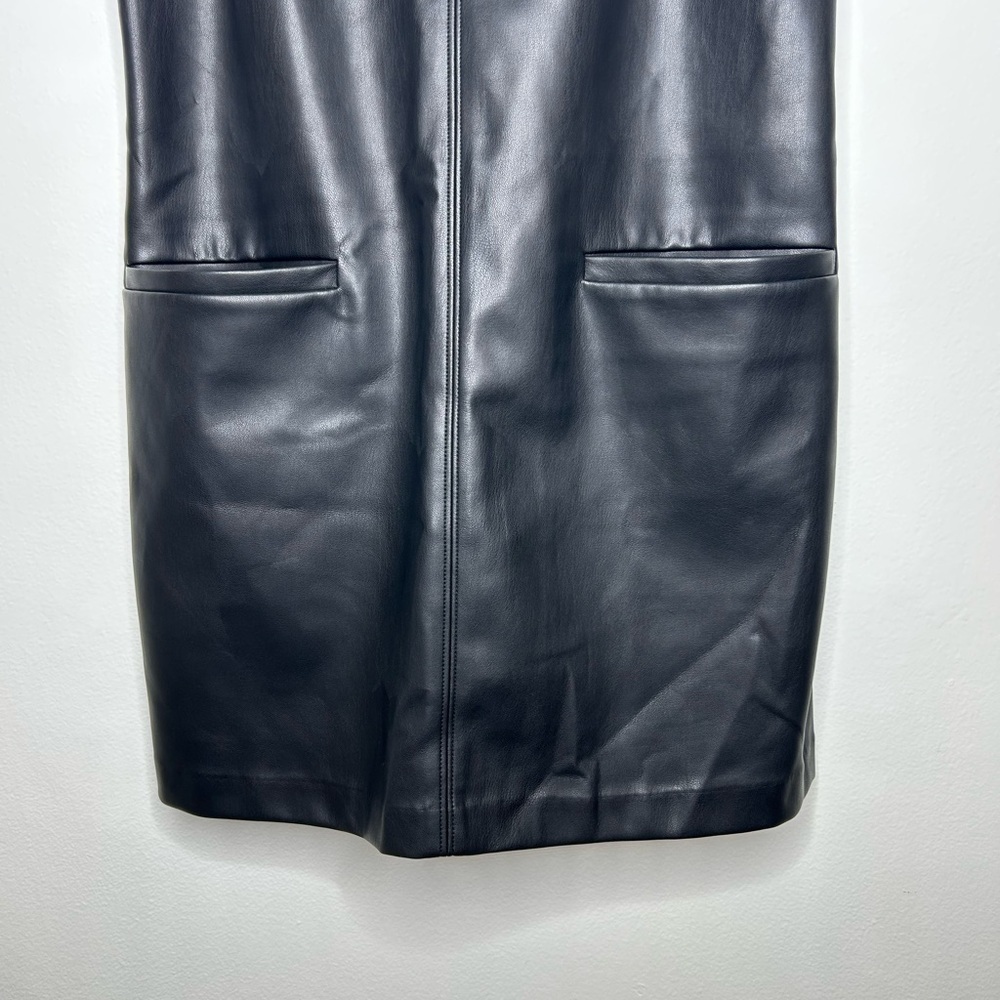Abercrombie & Fitch Black Faux Leather Front Pocket Mini Shift Dress - Picture 8 of 12